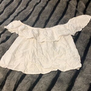 #604 “Sim&Sam”Elegant Off-Shoulder White Top